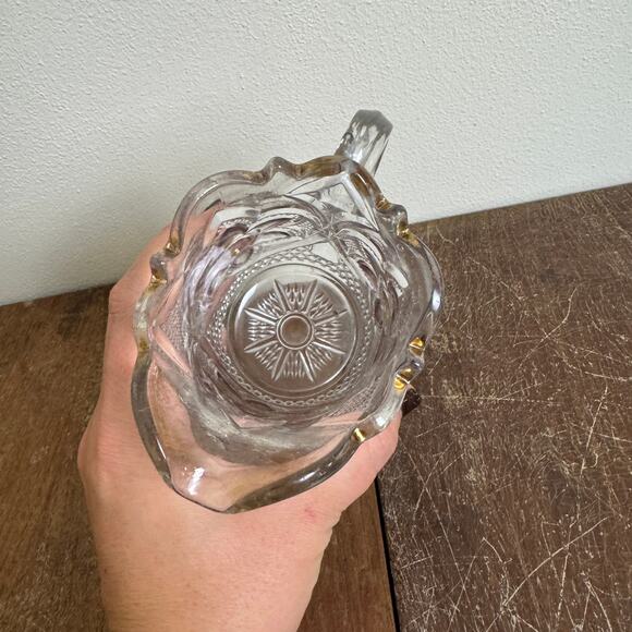 US‎ Glass Flower & Cane Antique 1895-1912 Purple Gold Flower Creamer - Picture 8 of 10